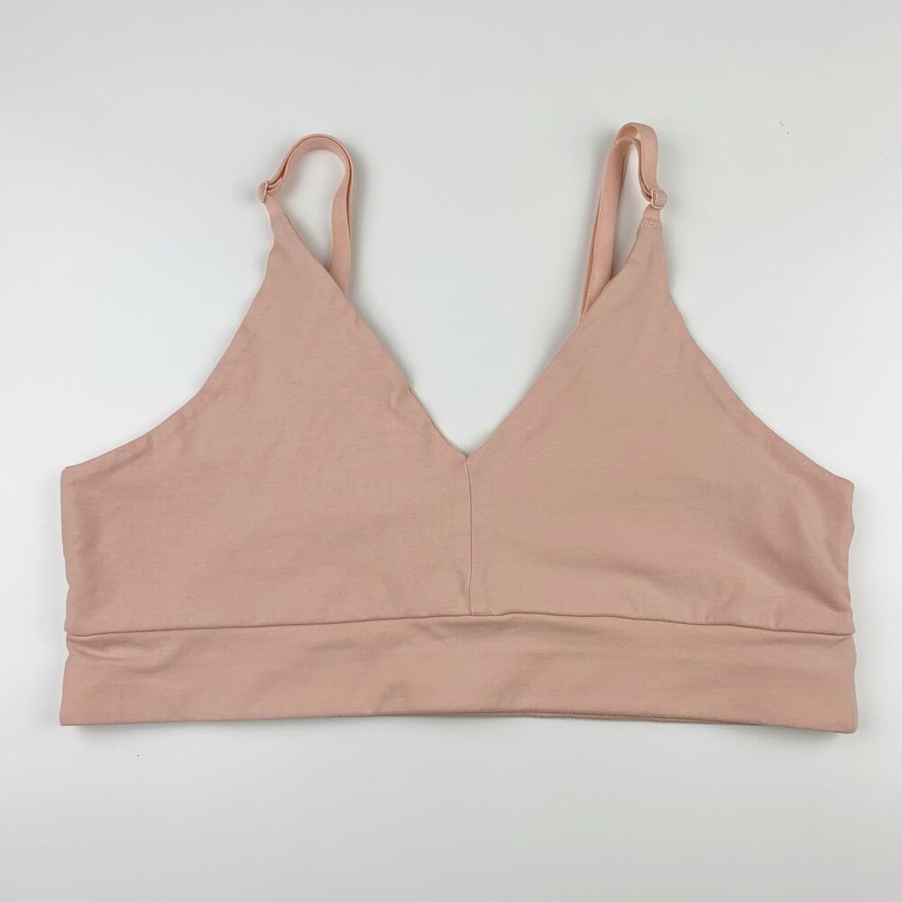 Pact Strappy Scoop Bralette Bra Pink Organic Cotton Wireless Women's L - Picture 2 of 5